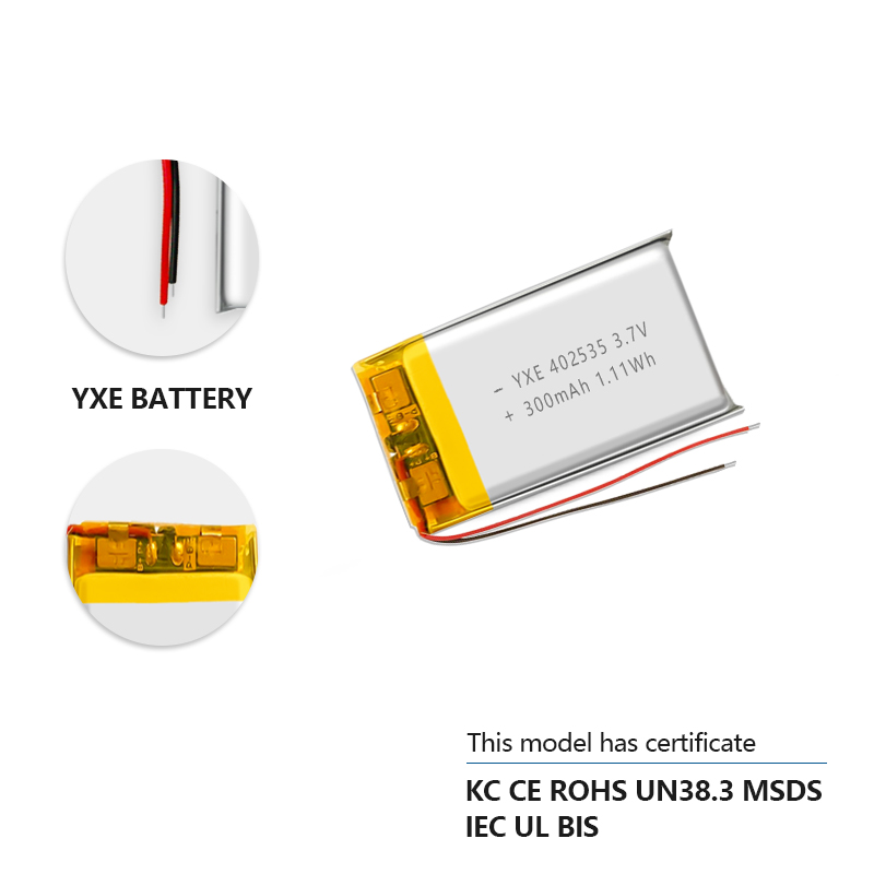 3.7 V Li-ion Battery 402535-300mah